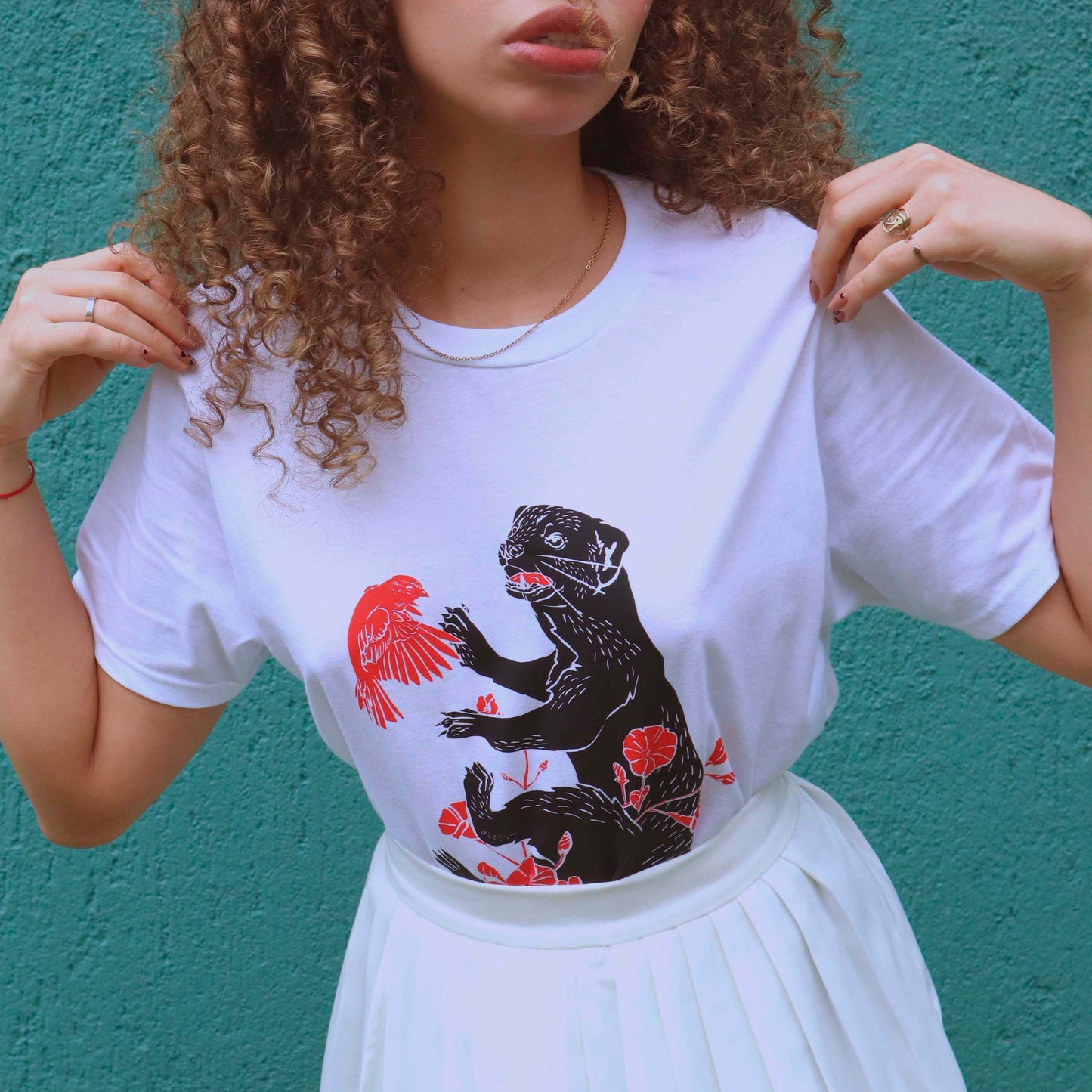 Camiseta de algodón, serigrafía a dos tintas, diseño Tolomuco-Eira Barbara.